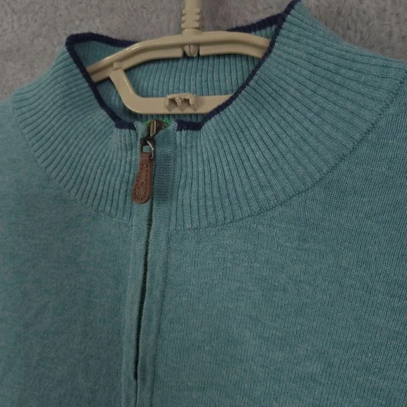 Johnnie O Quarter Zip Sweater Cotton Silk Blend Athleisure Size M Green Golf - Picture 10 of 14